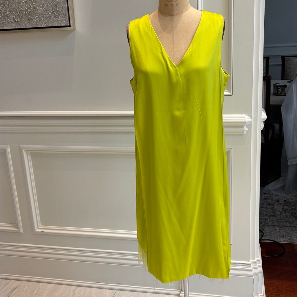 Pink Tartan silk Lemon Yellow Dress